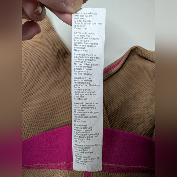 Fabletics XL Womens Brown Waffle Legging with Pink Trim Preowned - Picture 6 of 10